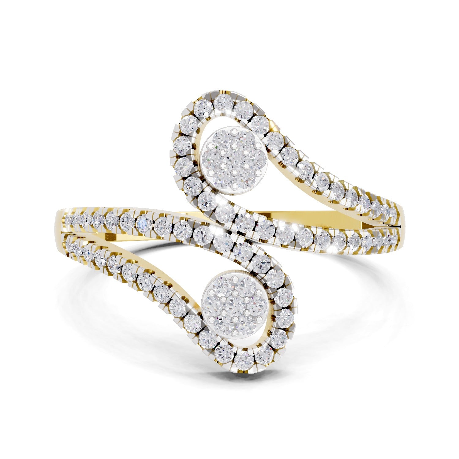 Lab Grown Diamond Ring 0.48 Carat IGI Certified Round Shape 925 Sterling Silver Gold Plated Twilight Duo Ring