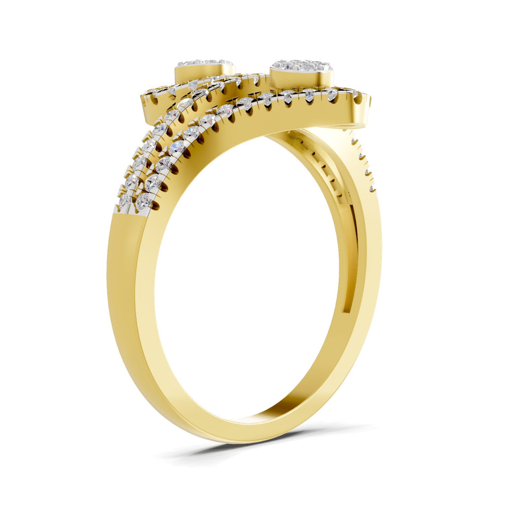 Lab Grown Diamond Ring 0.48 Carat IGI Certified Round Shape 925 Sterling Silver Gold Plated Twilight Duo Ring