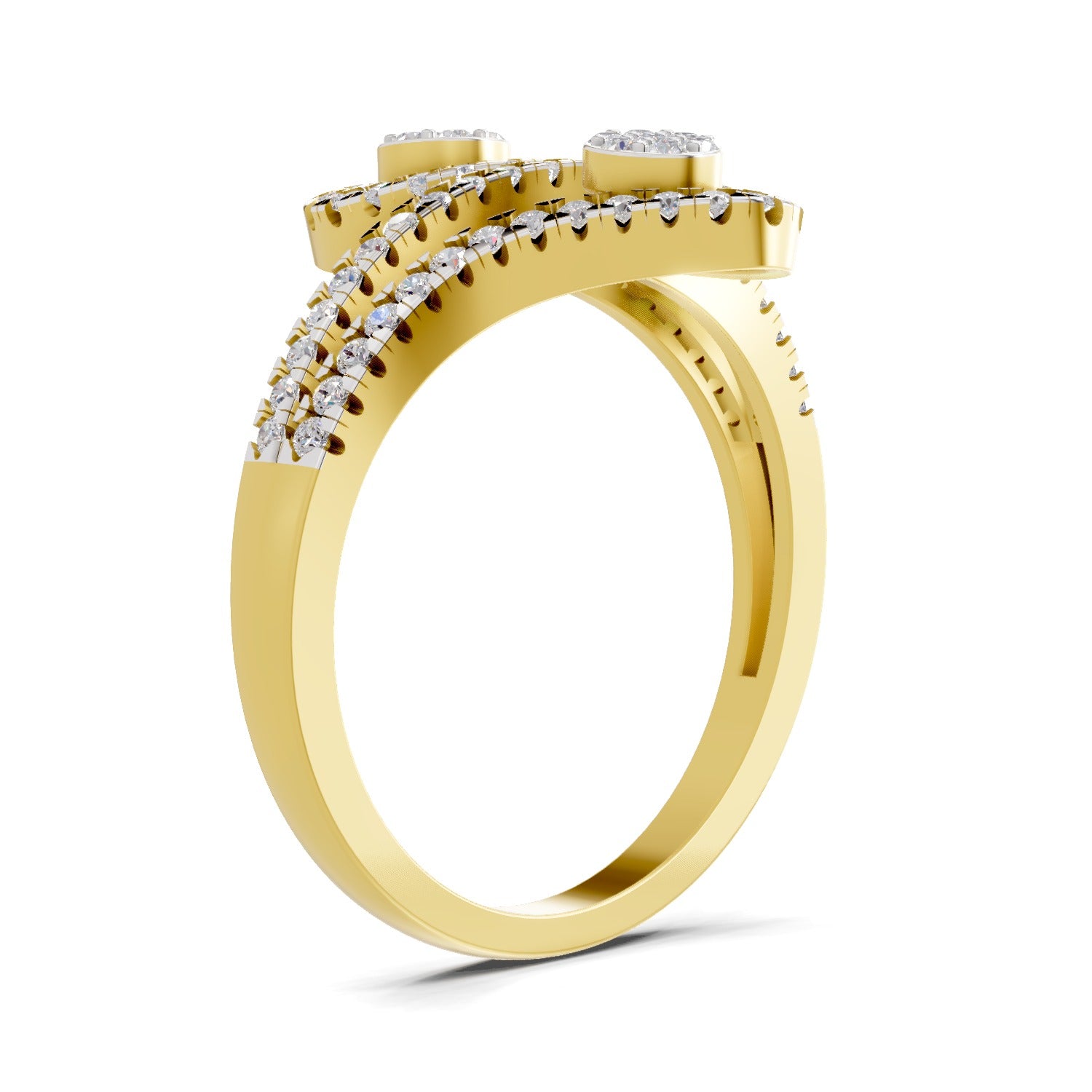 Lab Grown Diamond Ring 0.48 Carat IGI Certified Round Shape 925 Sterling Silver Gold Plated Twilight Duo Ring
