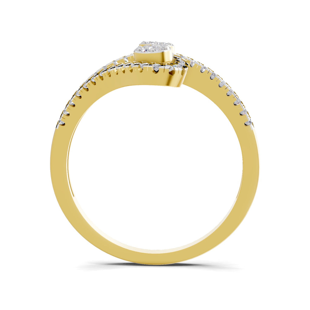 Lab Grown Diamond Ring 0.48 Carat IGI Certified Round Shape 925 Sterling Silver Gold Plated Twilight Duo Ring