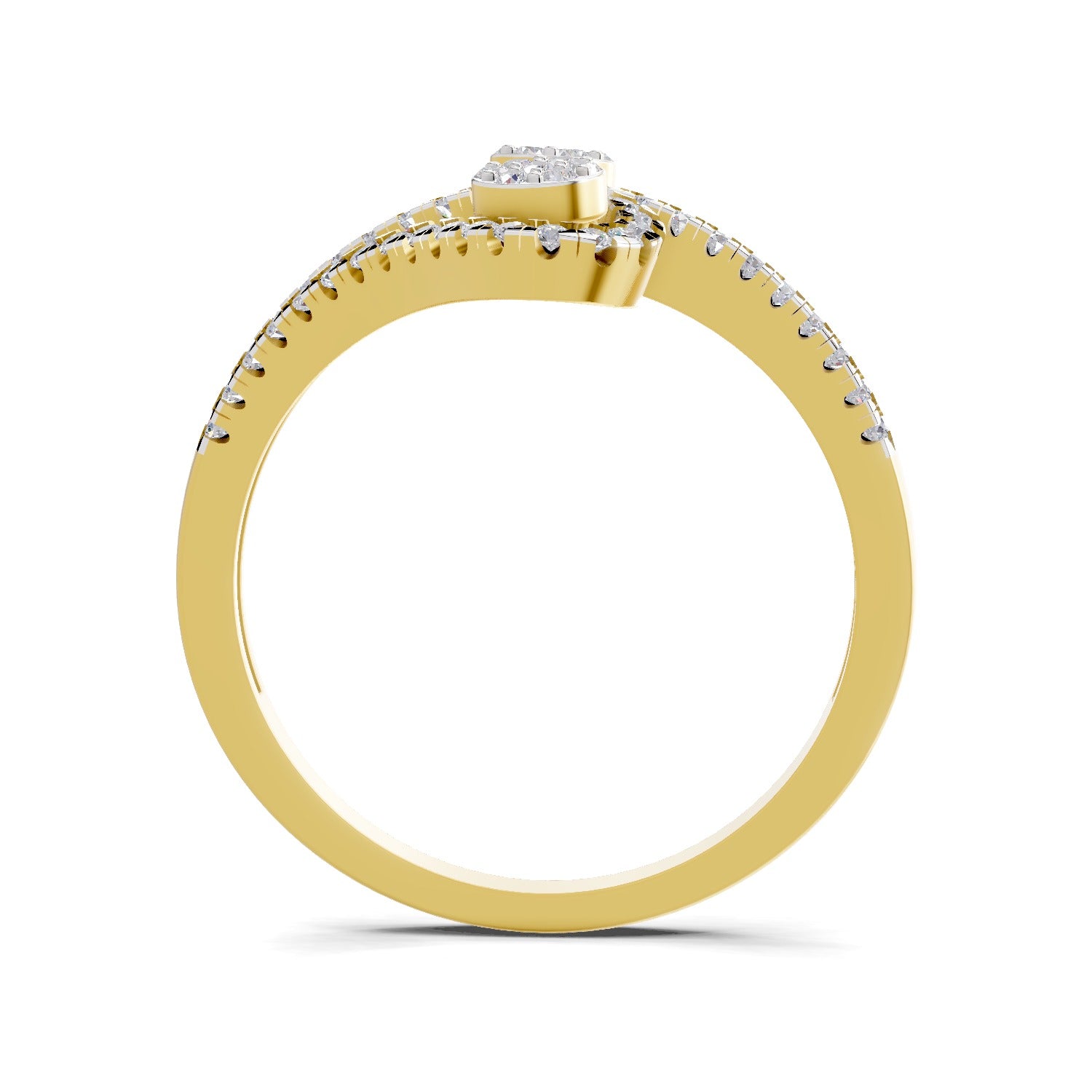 Lab Grown Diamond Ring 0.48 Carat IGI Certified Round Shape 925 Sterling Silver Gold Plated Twilight Duo Ring