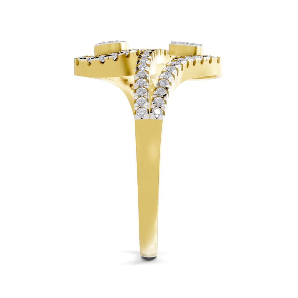 Lab Grown Diamond Ring 0.48 Carat IGI Certified Round Shape 925 Sterling Silver Gold Plated Twilight Duo Ring
