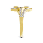 Lab Grown Diamond Ring 0.48 Carat IGI Certified Round Shape 925 Sterling Silver Gold Plated Twilight Duo Ring