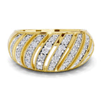 Lab Grown Diamond Ring 0.65 Carat IGI Certified Round Shape 925 Sterling Silver Gold Plated Swirl Band Ring