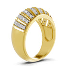 Lab Grown Diamond Ring 0.65 Carat IGI Certified Round Shape 925 Sterling Silver Gold Plated Swirl Band Ring