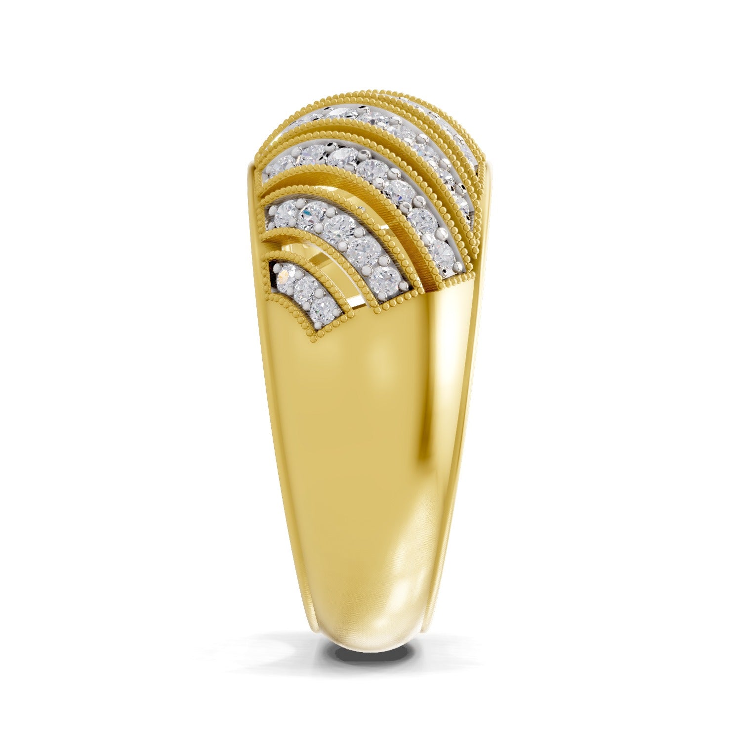 Lab Grown Diamond Ring 0.65 Carat IGI Certified Round Shape 925 Sterling Silver Gold Plated Swirl Band Ring