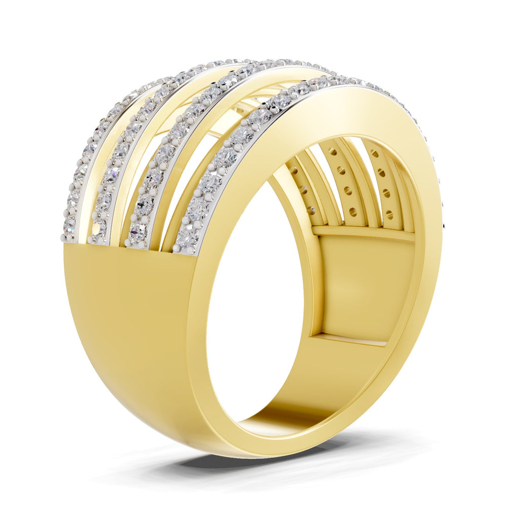 Lab Grown Diamond Ring 0.8 Carat IGI Certified Round Shape 925 Sterling Silver Gold Plated Band Ring