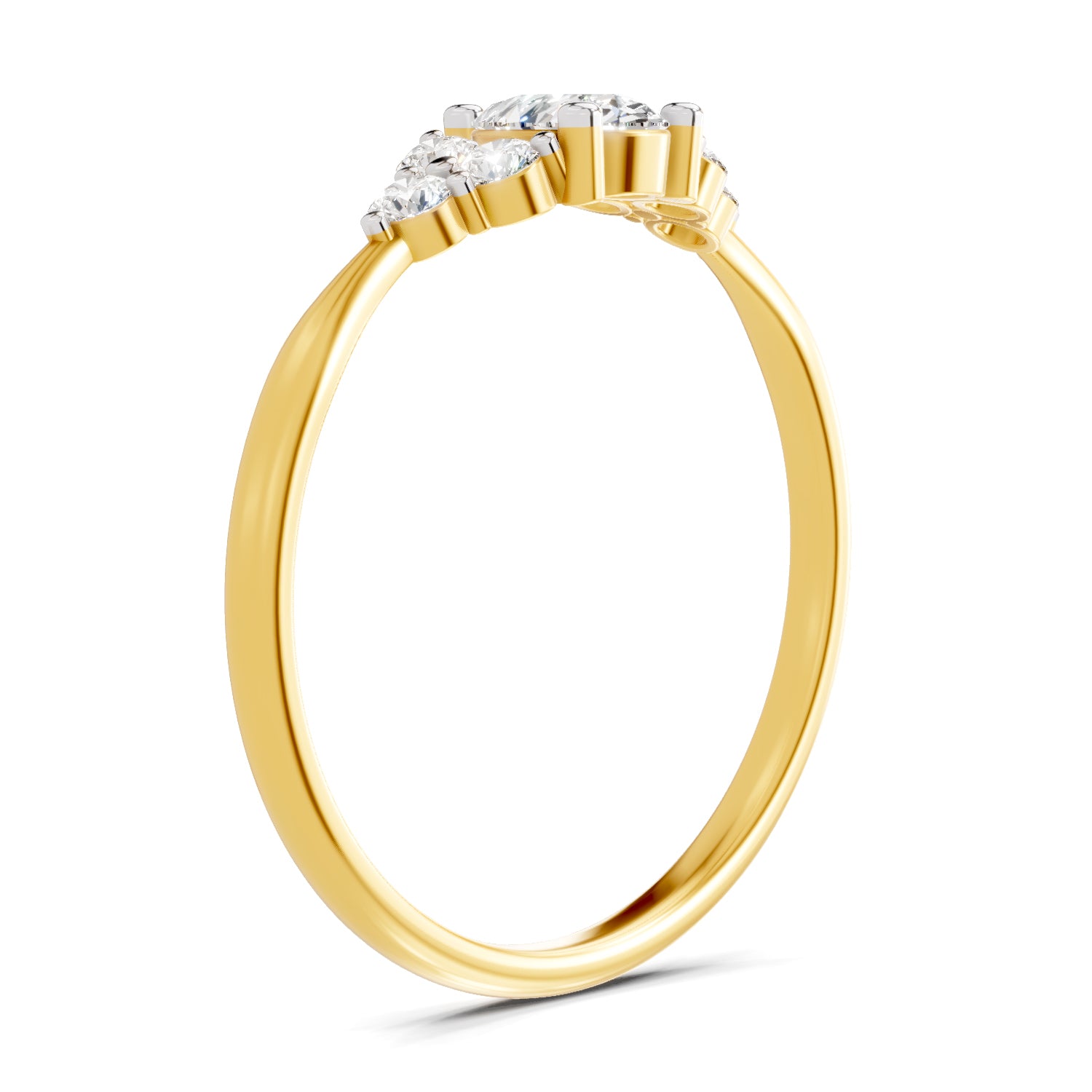Lab Grown Diamond Ring 0.17 Carat IGI Certified Round & Pear Shape 925 Sterling Silver Gold Plated Engagement Ring