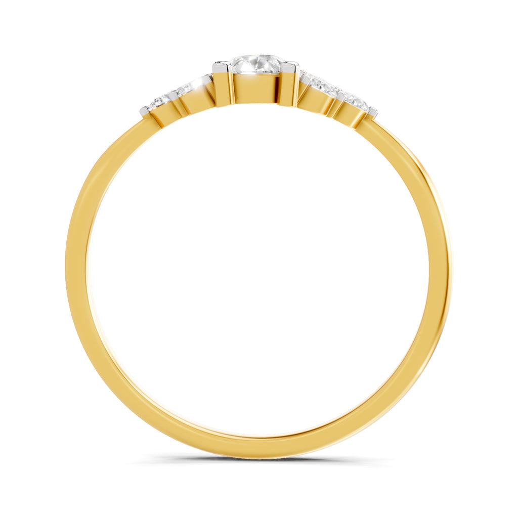 Lab Grown Diamond Ring 0.17 Carat IGI Certified Round & Pear Shape 925 Sterling Silver Gold Plated Engagement Ring