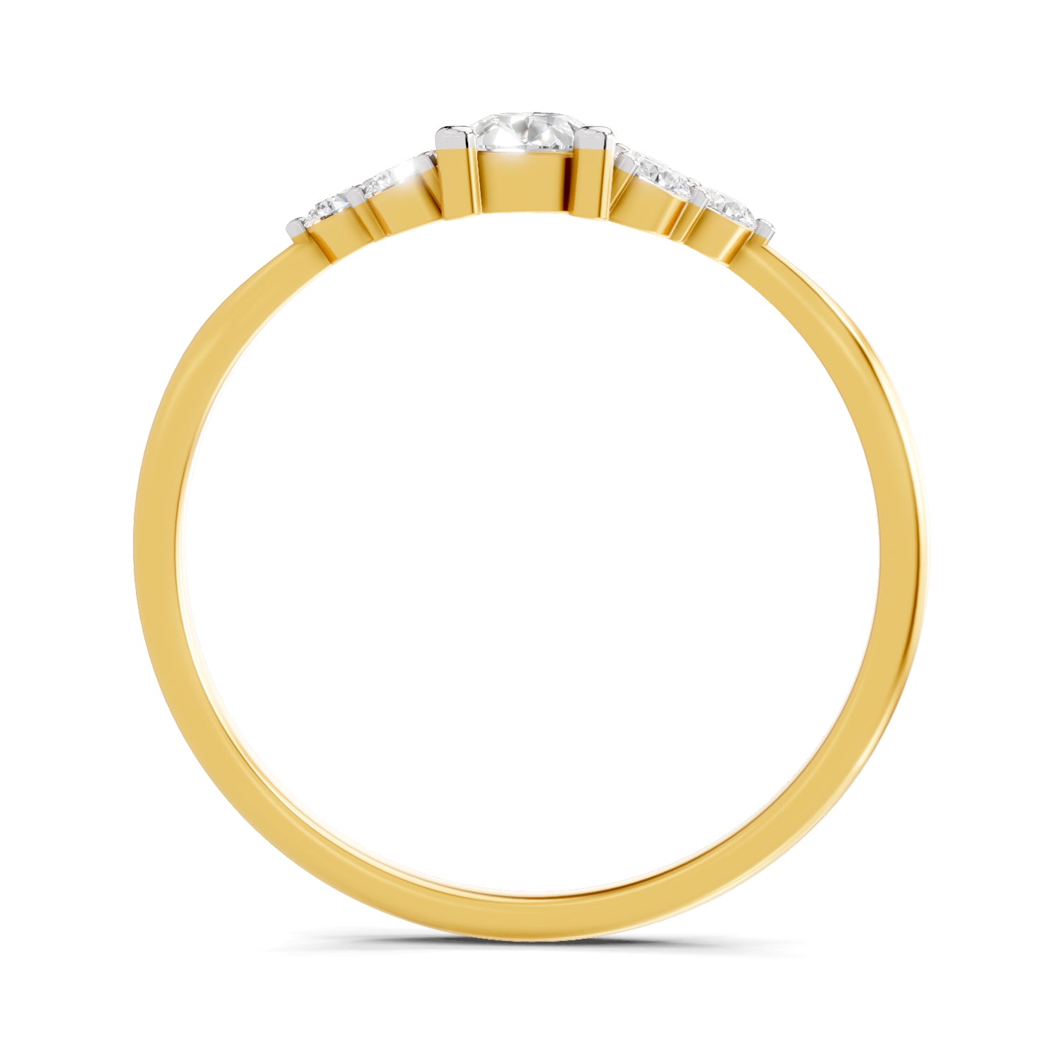 Lab Grown Diamond Ring 0.17 Carat IGI Certified Round & Pear Shape 925 Sterling Silver Gold Plated Engagement Ring