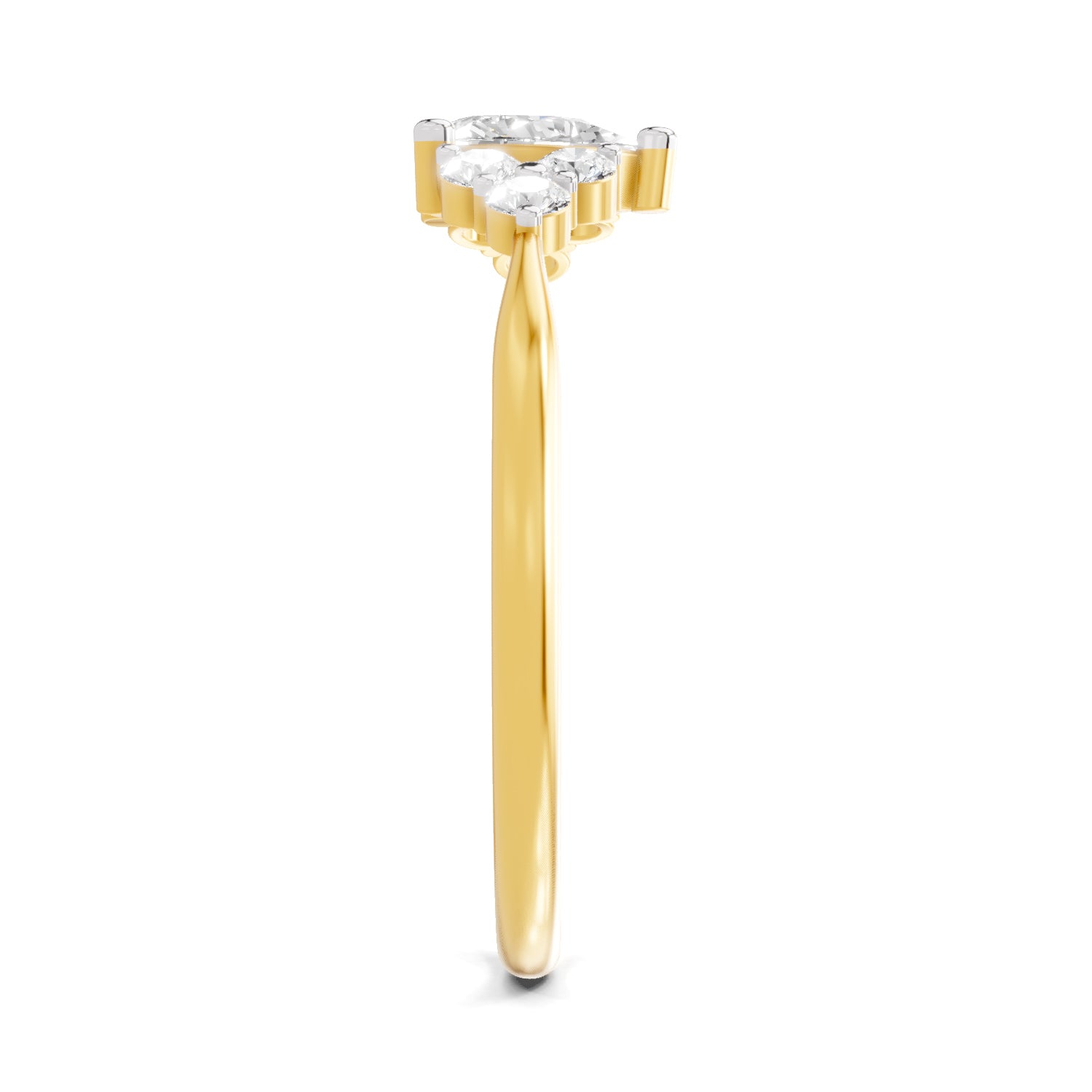 Lab Grown Diamond Ring 0.17 Carat IGI Certified Round & Pear Shape 925 Sterling Silver Gold Plated Engagement Ring