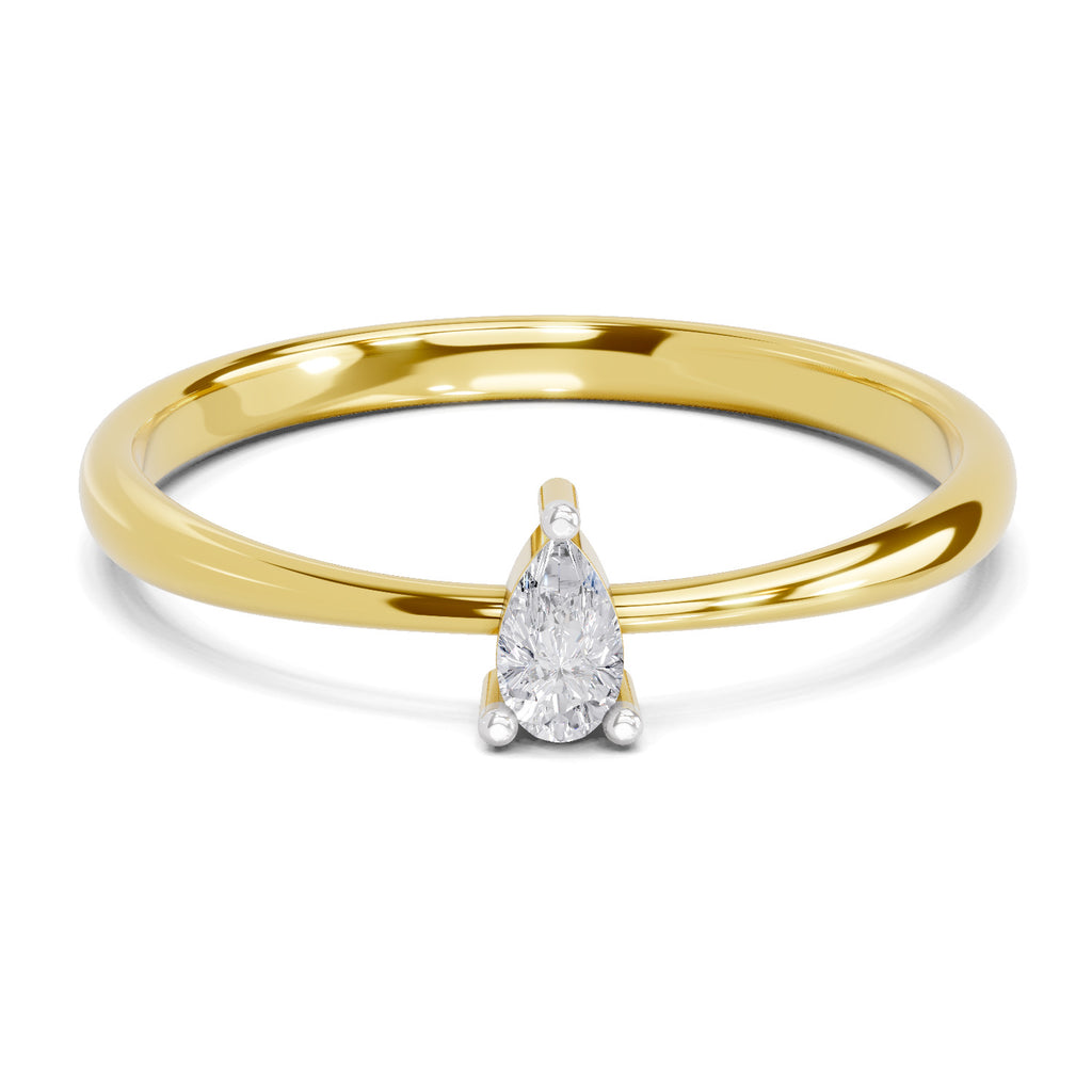 Lab Grown Diamond Ring 0.14 Carat IGI Certified Round Shape 925 Sterling Silver Gold Plated Solitaire Ring