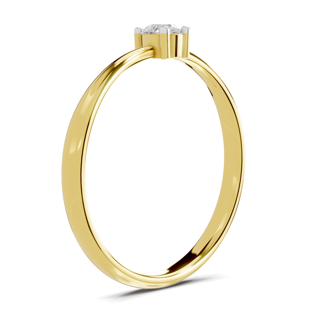 Lab Grown Diamond Ring 0.14 Carat IGI Certified Round Shape 925 Sterling Silver Gold Plated Solitaire Ring
