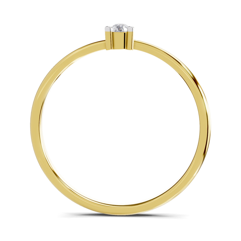 Lab Grown Diamond Ring 0.14 Carat IGI Certified Round Shape 925 Sterling Silver Gold Plated Solitaire Ring