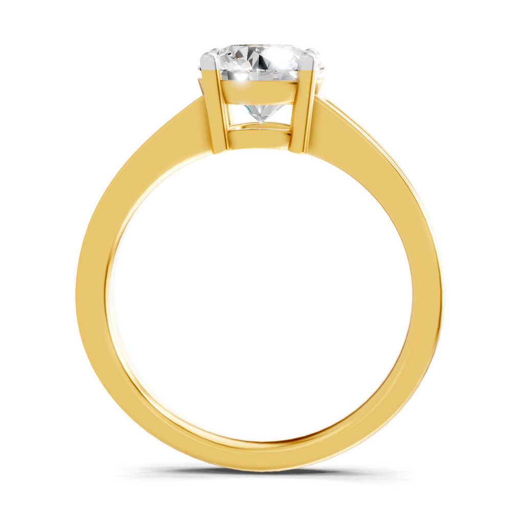 Lab Grown Diamond Ring 1.5 Carat IGI Certified Round Shape 925 Sterling Silver Gold Plated Solitaire Ring