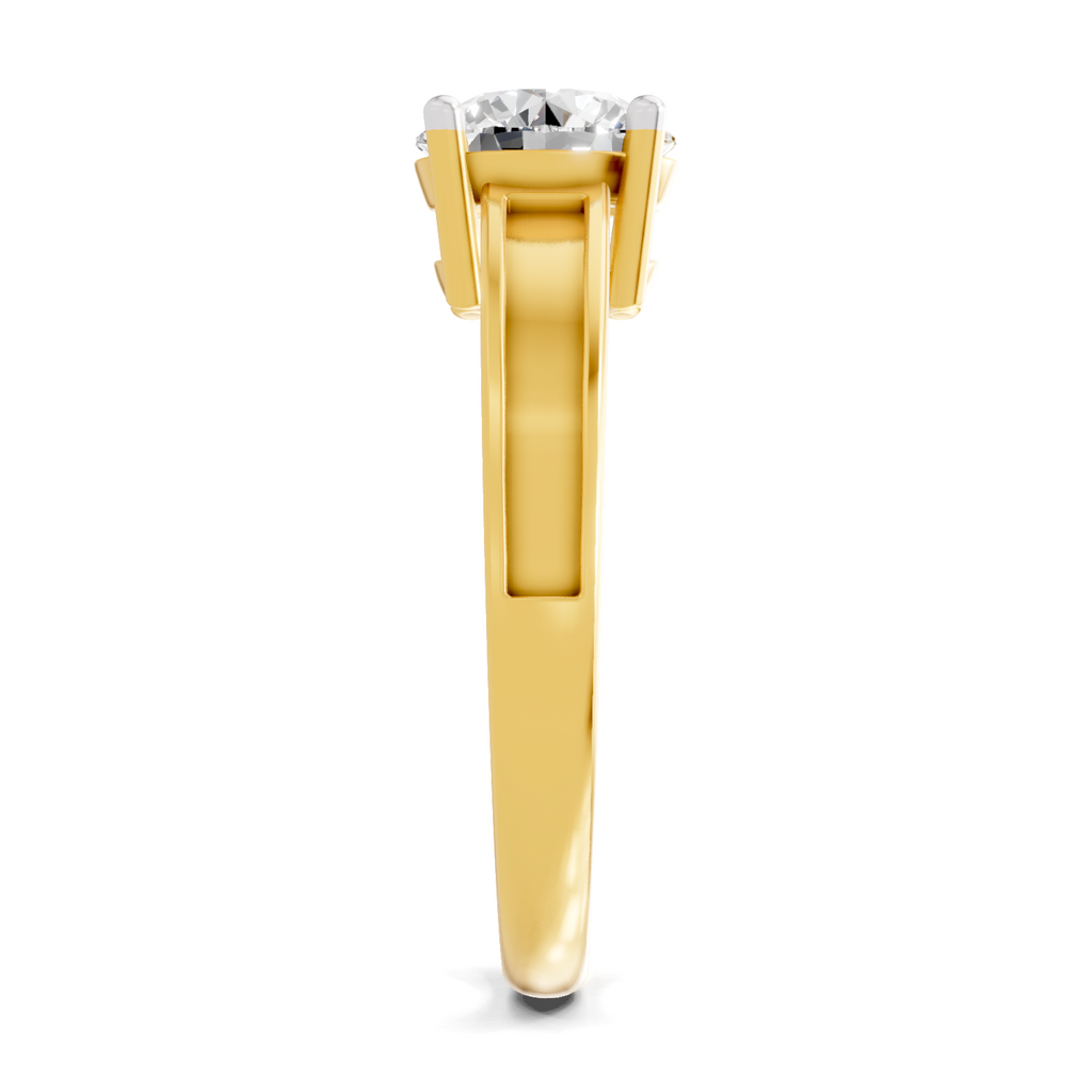 Lab Grown Diamond Ring 1.5 Carat IGI Certified Round Shape 925 Sterling Silver Gold Plated Solitaire Ring