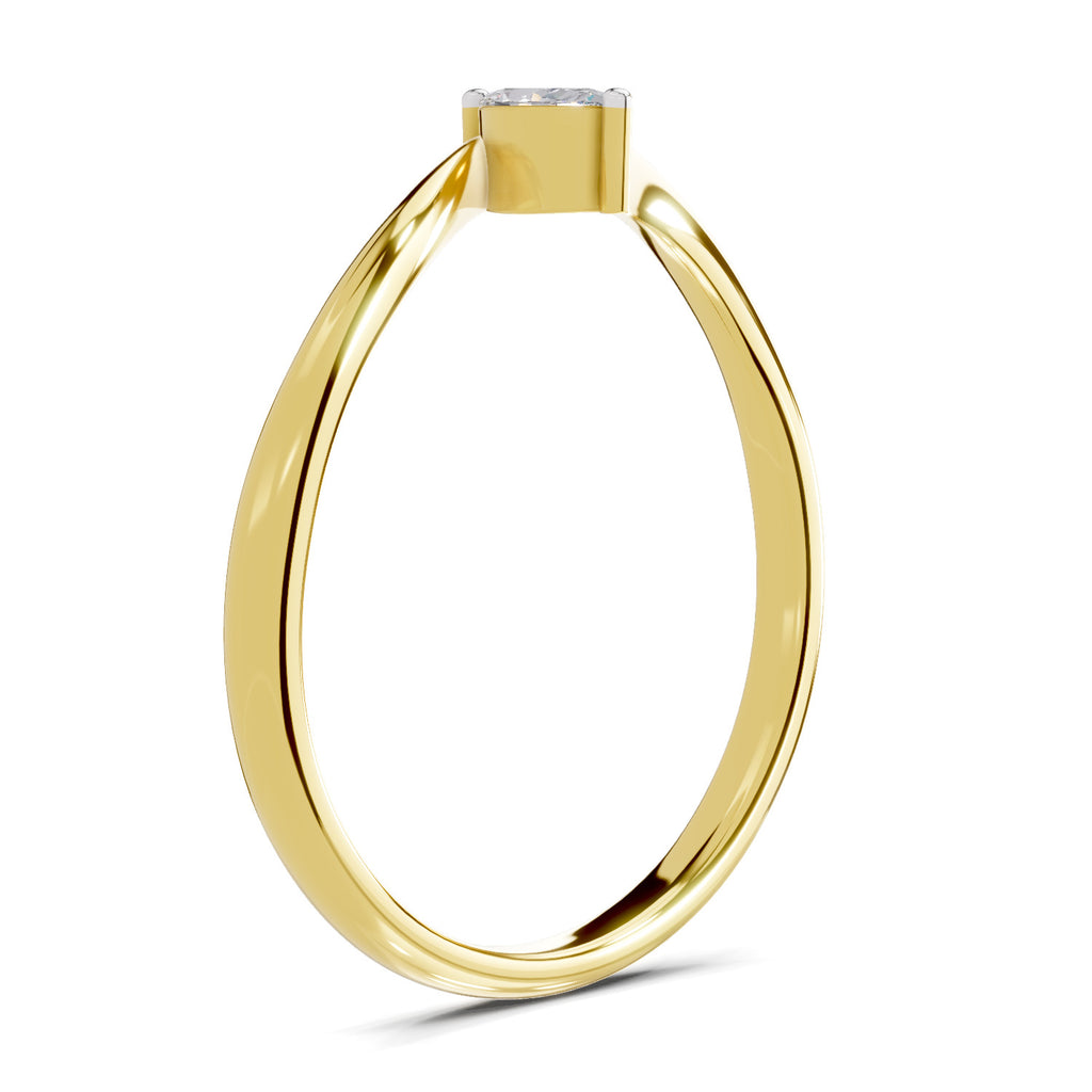 Lab Grown Diamond Ring 0.08 Carat Marquise Shape 925 Sterling Silver Gold Plated Solitaire Ring