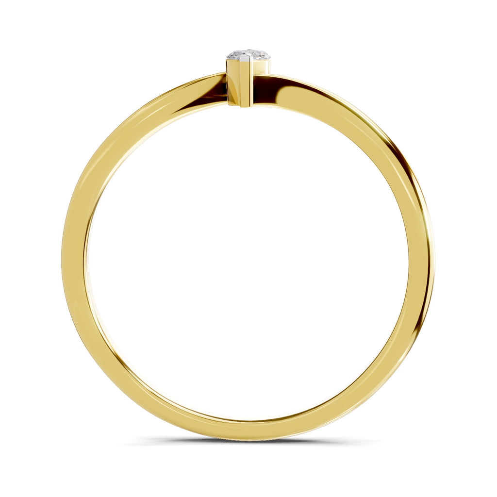 Lab Grown Diamond Ring 0.08 Carat Marquise Shape 925 Sterling Silver Gold Plated Solitaire Ring