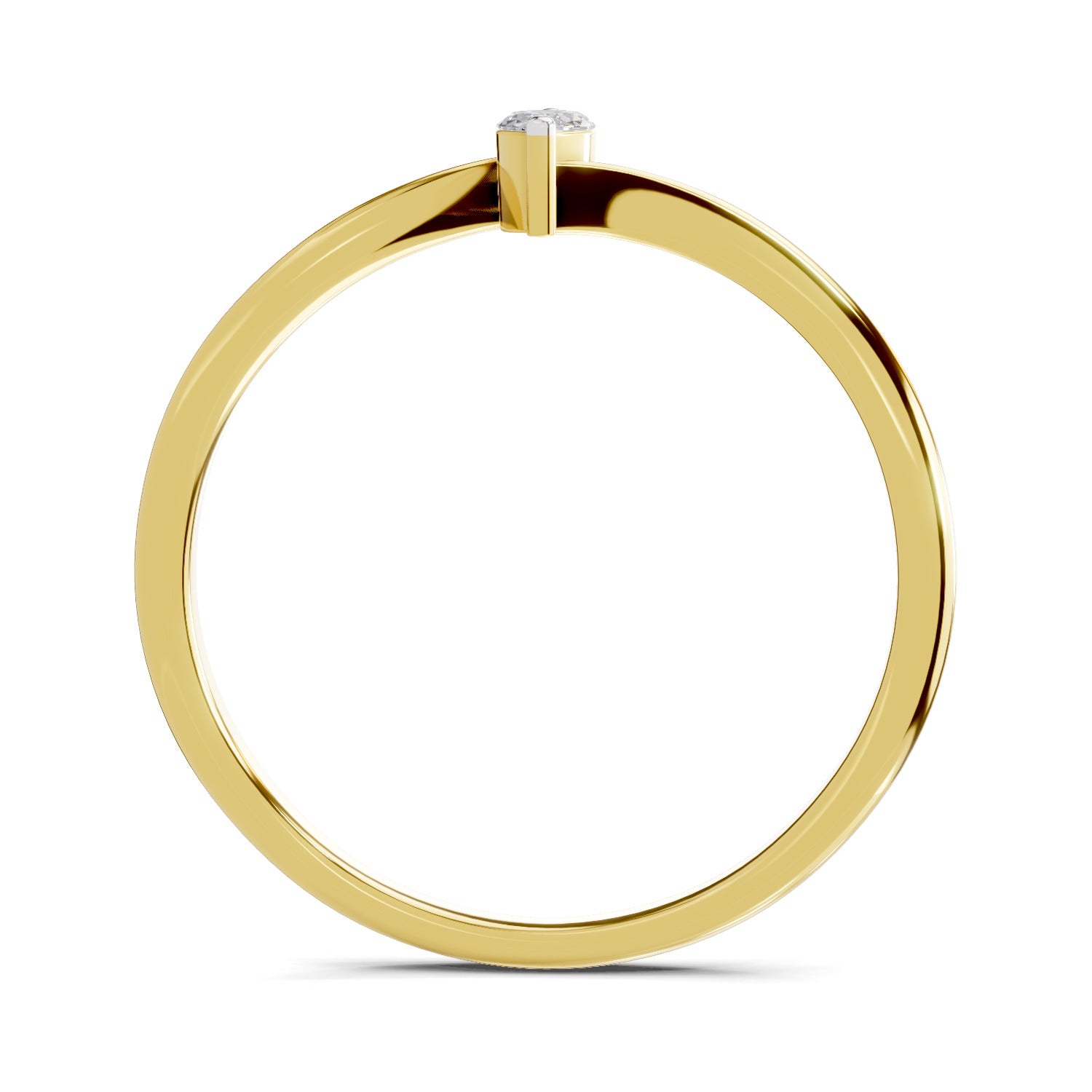 Lab Grown Diamond Ring 0.08 Carat Marquise Shape 925 Sterling Silver Gold Plated Solitaire Ring