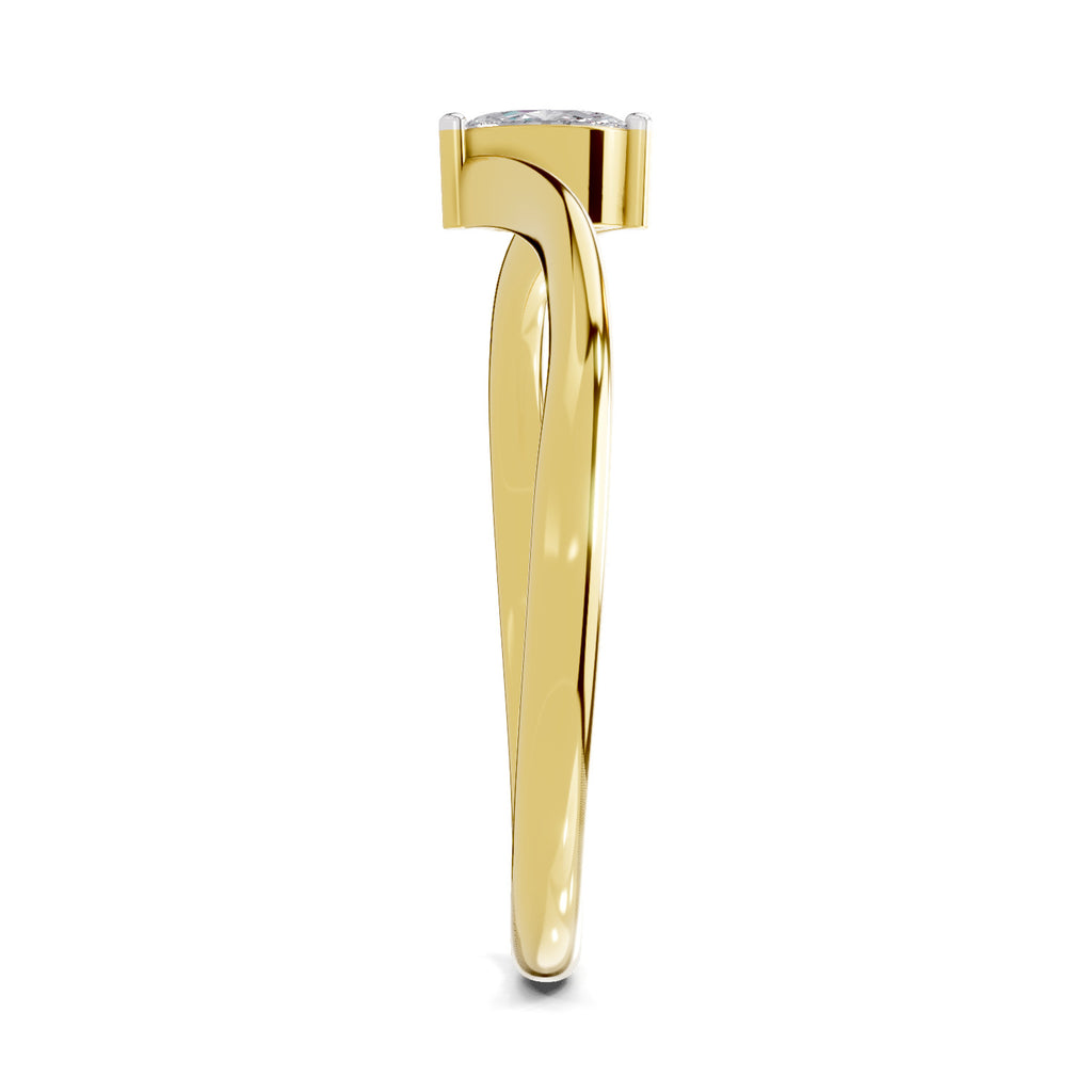 Lab Grown Diamond Ring 0.08 Carat Marquise Shape 925 Sterling Silver Gold Plated Solitaire Ring