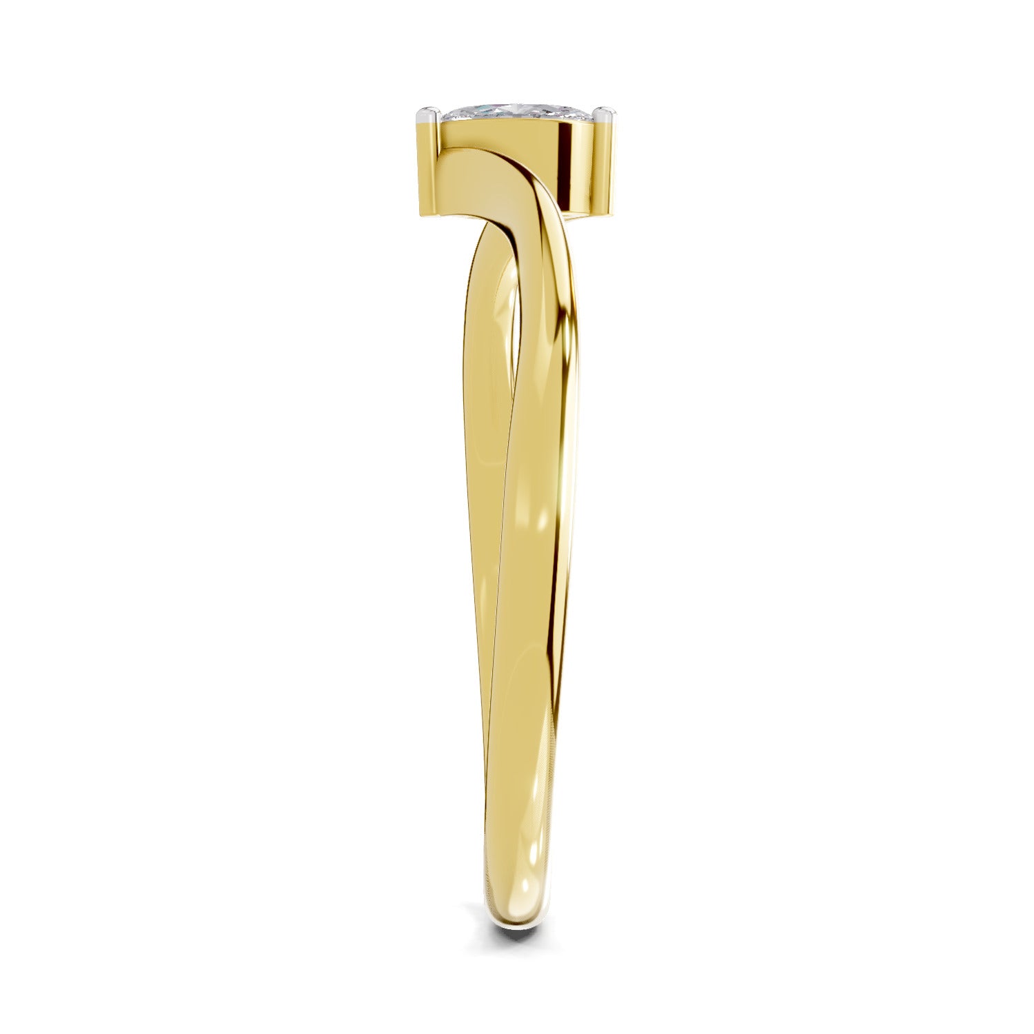 Lab Grown Diamond Ring 0.08 Carat Marquise Shape 925 Sterling Silver Gold Plated Solitaire Ring