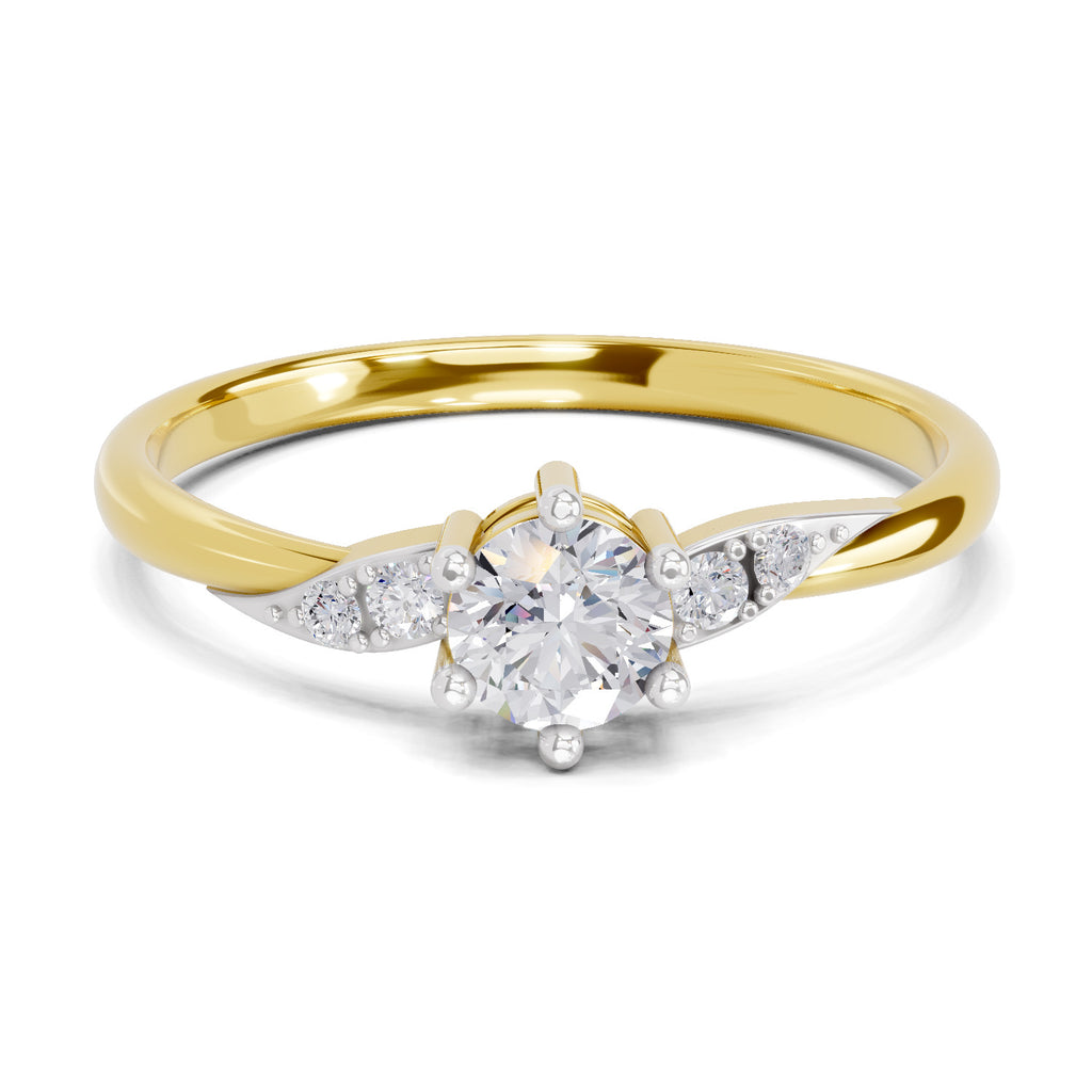 Lab Grown Diamond Ring 0.36 Carat IGI Certified Round Shape 925 Sterling Silver Gold Plated Engagement Ring