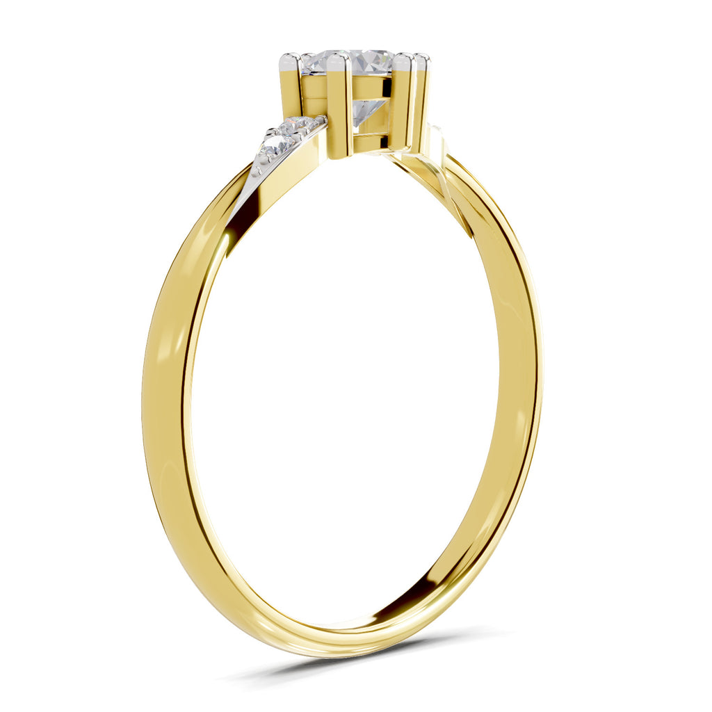 Lab Grown Diamond Ring 0.36 Carat IGI Certified Round Shape 925 Sterling Silver Gold Plated Engagement Ring