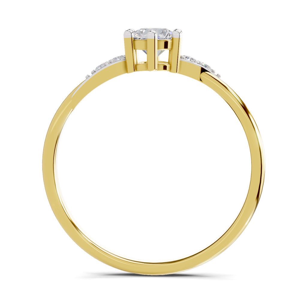 Lab Grown Diamond Ring 0.36 Carat IGI Certified Round Shape 925 Sterling Silver Gold Plated Engagement Ring