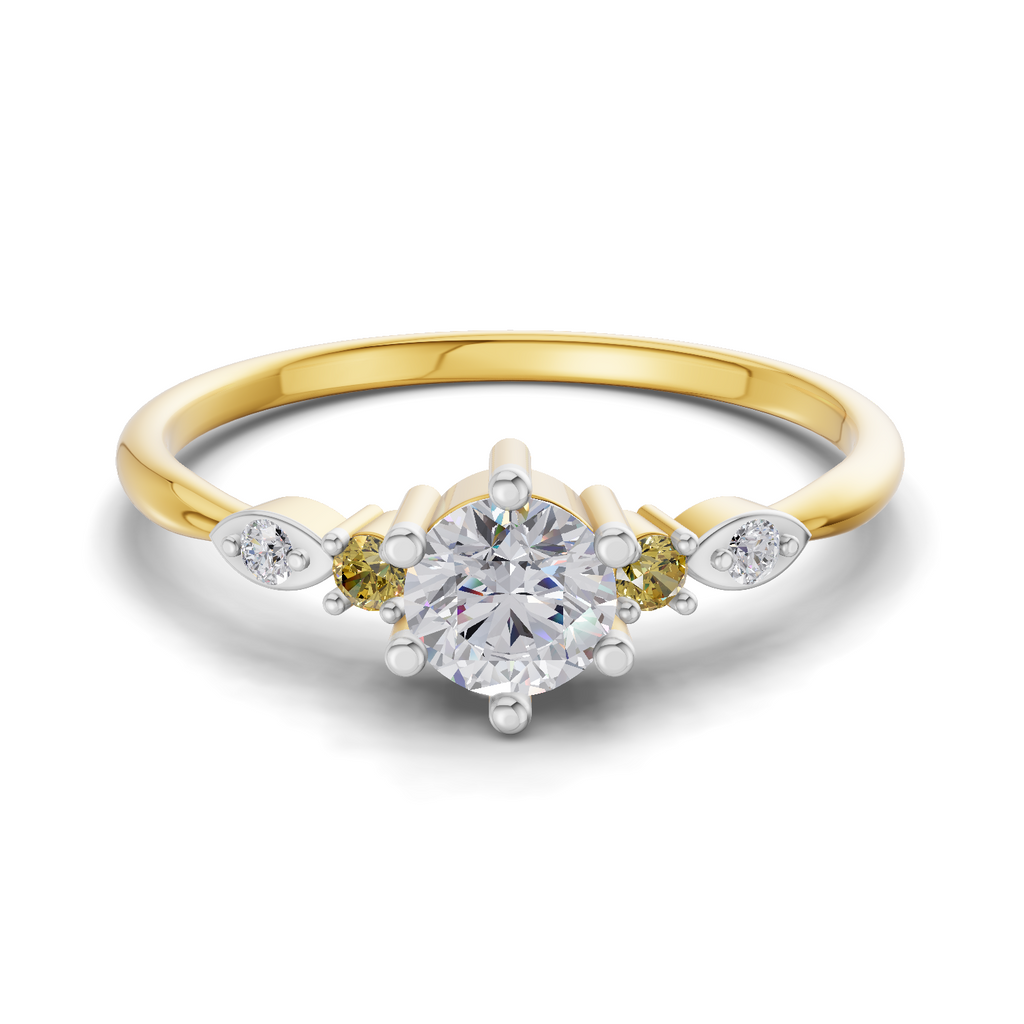 Lab Grown Diamond Ring 0.33 Carat IGI Certified Round Shape 925 Sterling Silver Gold Plated Engagement Ring