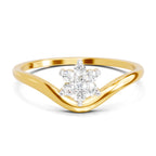 Lab Grown Diamond Ring 0.11 Carat IGI Certified Round Shape F-G VS Quality | 925 Sterling Silver Gold Plated Floral Ring