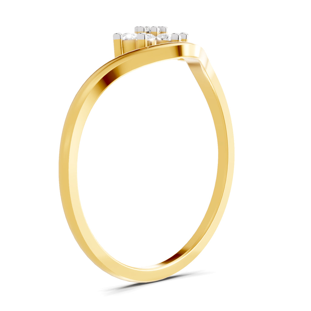 Lab Grown Diamond Ring 0.11 Carat IGI Certified Round Shape F-G VS Quality | 925 Sterling Silver Gold Plated Floral Ring