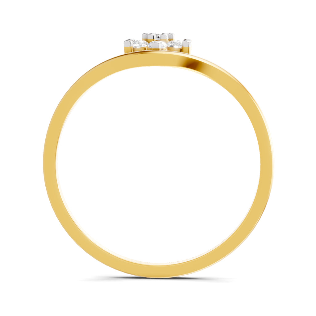 Lab Grown Diamond Ring 0.11 Carat IGI Certified Round Shape F-G VS Quality | 925 Sterling Silver Gold Plated Floral Ring