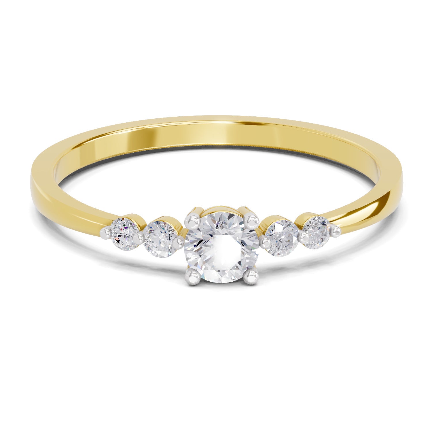 Lab Grown Diamond Ring 0.22 Carat IGI Certified Round Shape 925 Sterling Silver Gold Plated Solitaire Ring (Ring Size - 10)