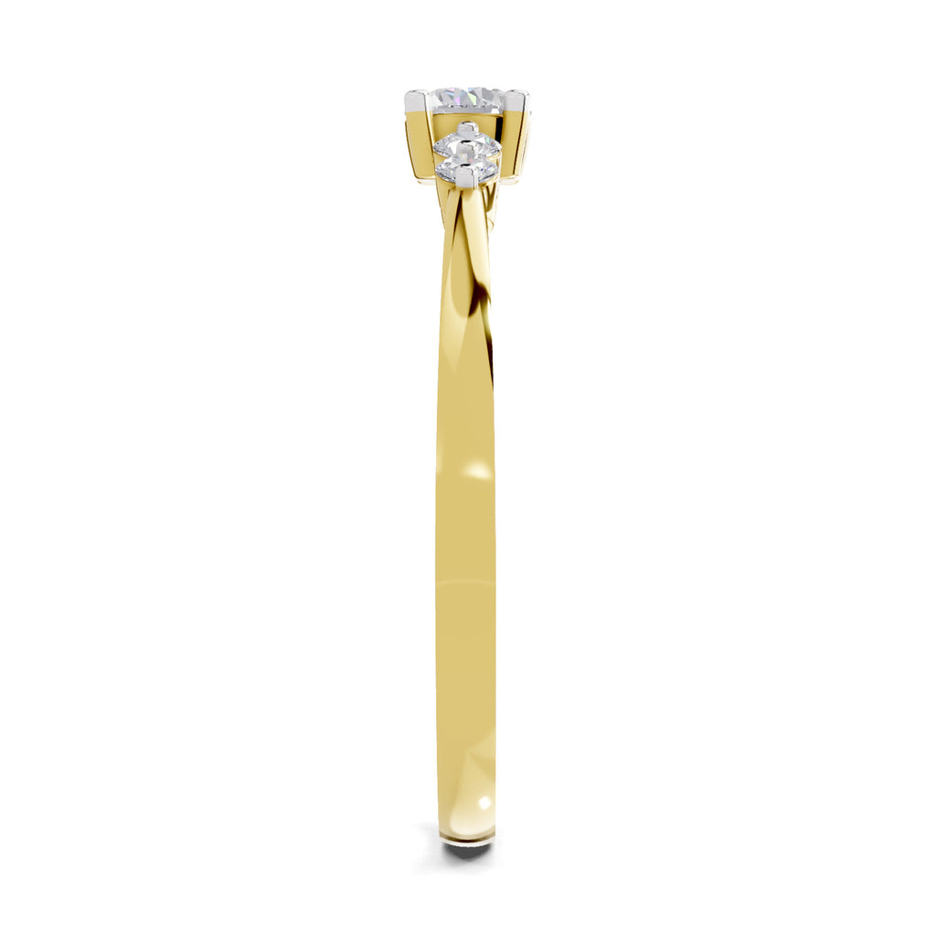 Lab Grown Diamond Ring 0.22 Carat IGI Certified Round Shape 925 Sterling Silver Gold Plated Solitaire Ring (Ring Size - 10)