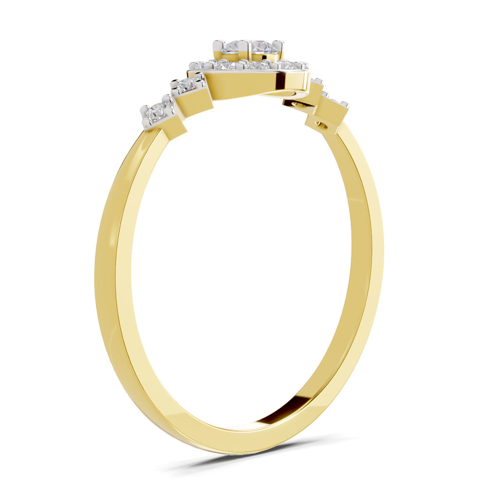 Lab Grown Diamond Ring 0.23 Carat IGI Certified Round Shape 925 Sterling Silver Gold Plated Starlight Halo Ring (Ring Size - 10)