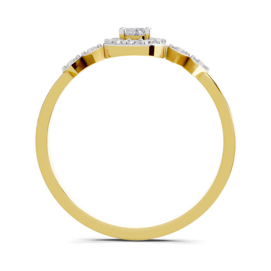 Lab Grown Diamond Ring 0.23 Carat IGI Certified Round Shape 925 Sterling Silver Gold Plated Starlight Halo Ring (Ring Size - 10)
