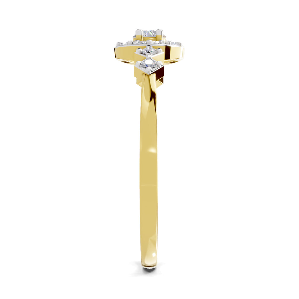 Lab Grown Diamond Ring 0.23 Carat IGI Certified Round Shape 925 Sterling Silver Gold Plated Starlight Halo Ring (Ring Size - 10)
