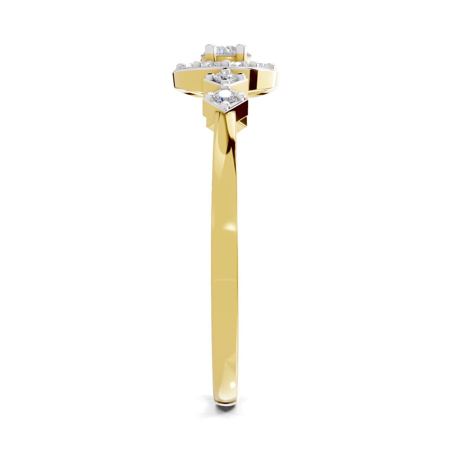 Lab Grown Diamond Ring 0.23 Carat IGI Certified Round Shape 925 Sterling Silver Gold Plated Starlight Halo Ring (Ring Size - 10)