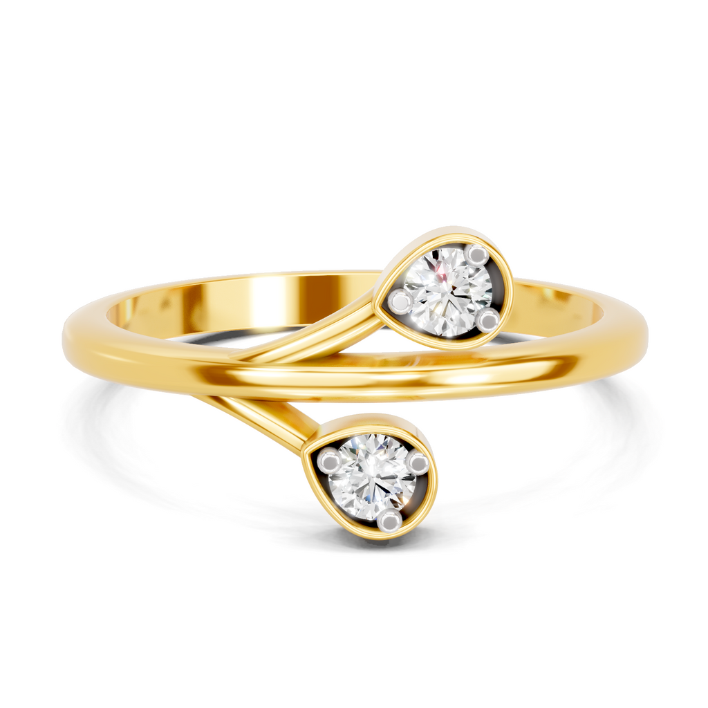Lab Grown Diamond 0.16CT 925 Sterling Silver Gold Plated Round Shape Ring