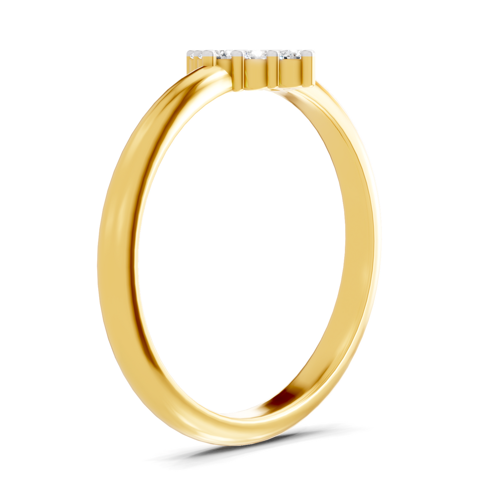 Lab Grown Diamond 0.16CT 925 Sterling Silver Gold Plated Round Shape Ring