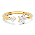 Lab Grown Diamond 0.14CT 925 Sterling Silver Gold Plated Round Shape Ring
