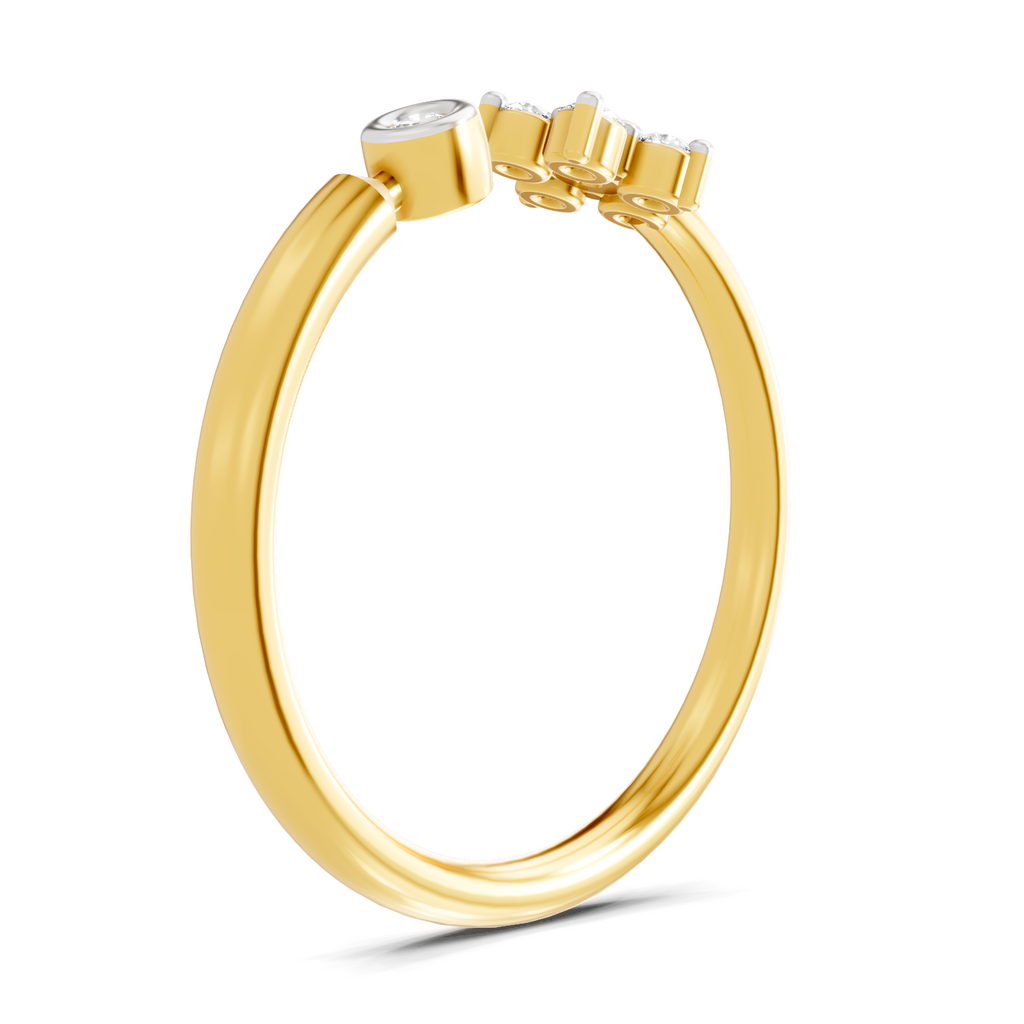 Lab Grown Diamond 0.14CT 925 Sterling Silver Gold Plated Round Shape Ring