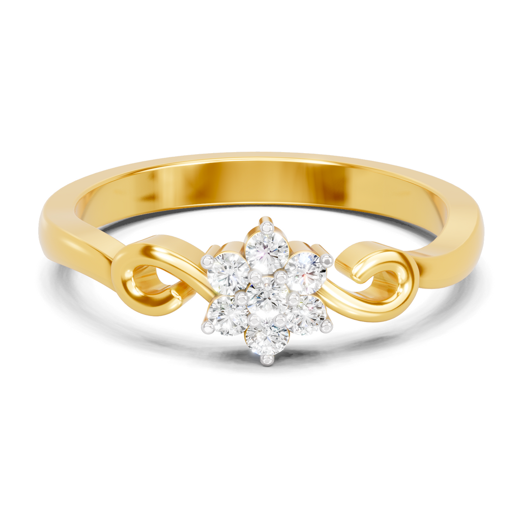 Lab Grown Diamond 0.15CT 925 Sterling Silver Gold Plated Round Shape Ring