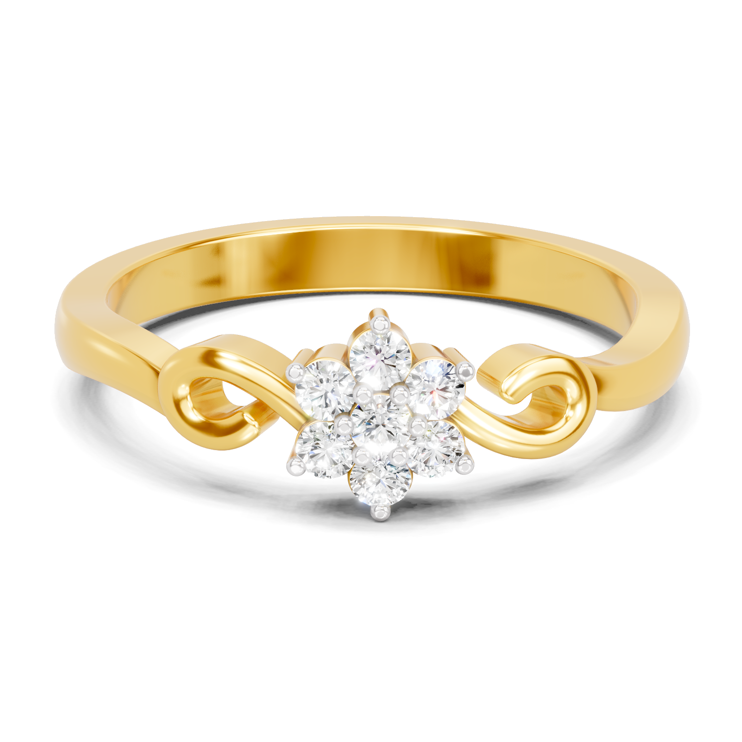 Lab Grown Diamond 0.15CT 925 Sterling Silver Gold Plated Round Shape Ring