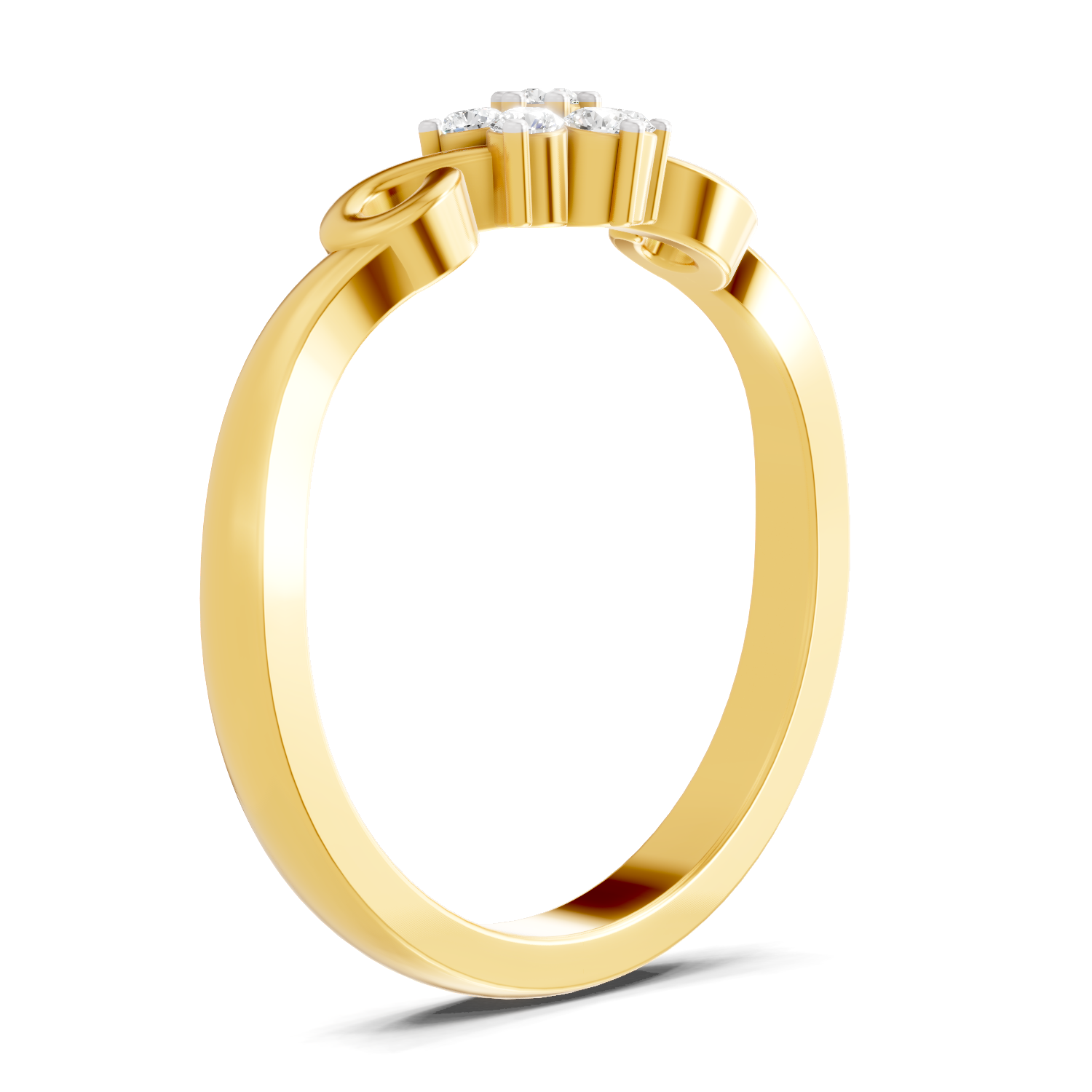 Lab Grown Diamond 0.15CT 925 Sterling Silver Gold Plated Round Shape Ring