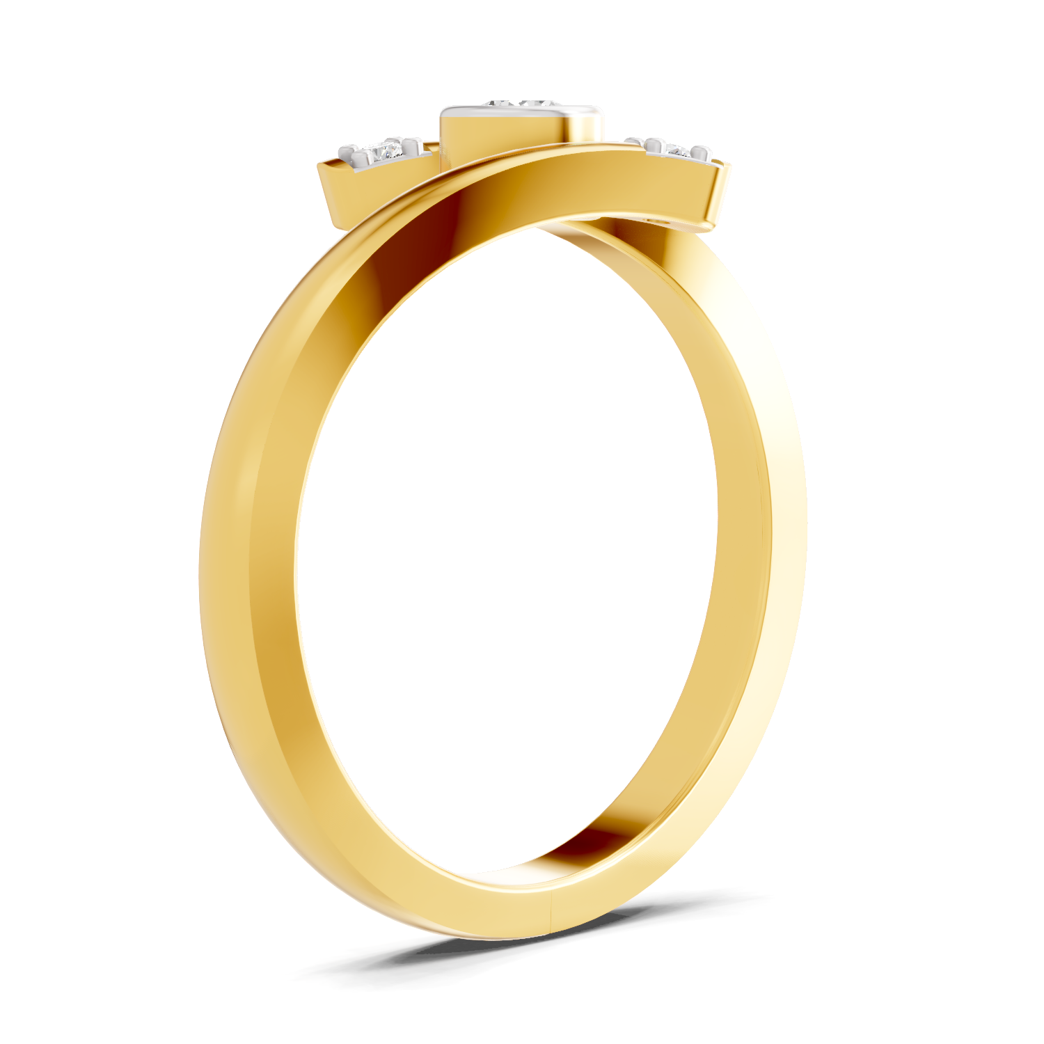Lab Grown Diamond 0.13CT 925 Sterling Silver Gold Plated Round Shape Ring