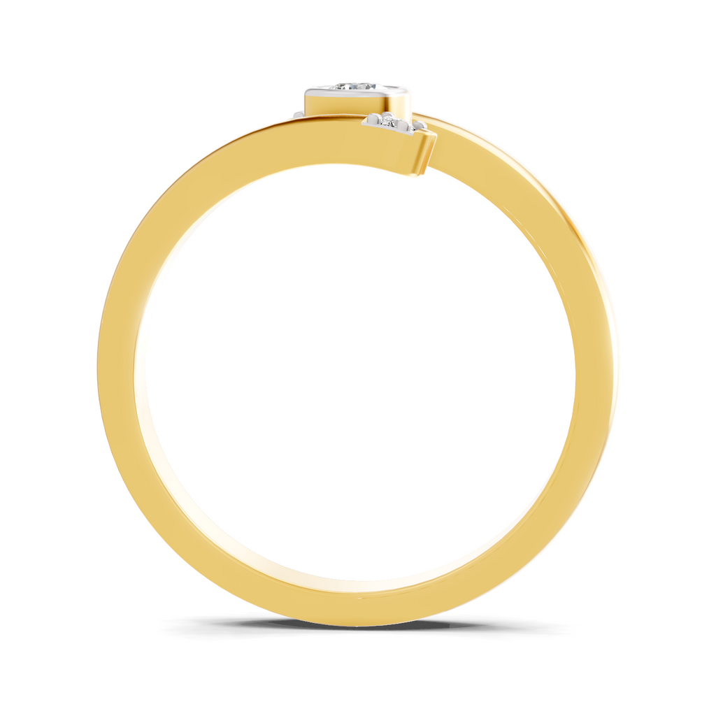 Lab Grown Diamond 0.13CT 925 Sterling Silver Gold Plated Round Shape Ring