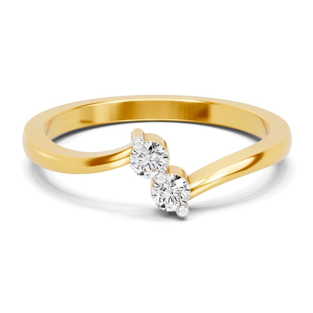 Lab Grown Diamond 0.14CT 925 Sterling Silver Gold Plated Round Shape Ring