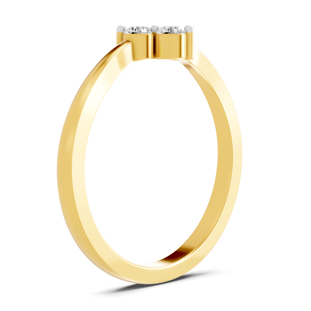 Lab Grown Diamond 0.14CT 925 Sterling Silver Gold Plated Round Shape Ring
