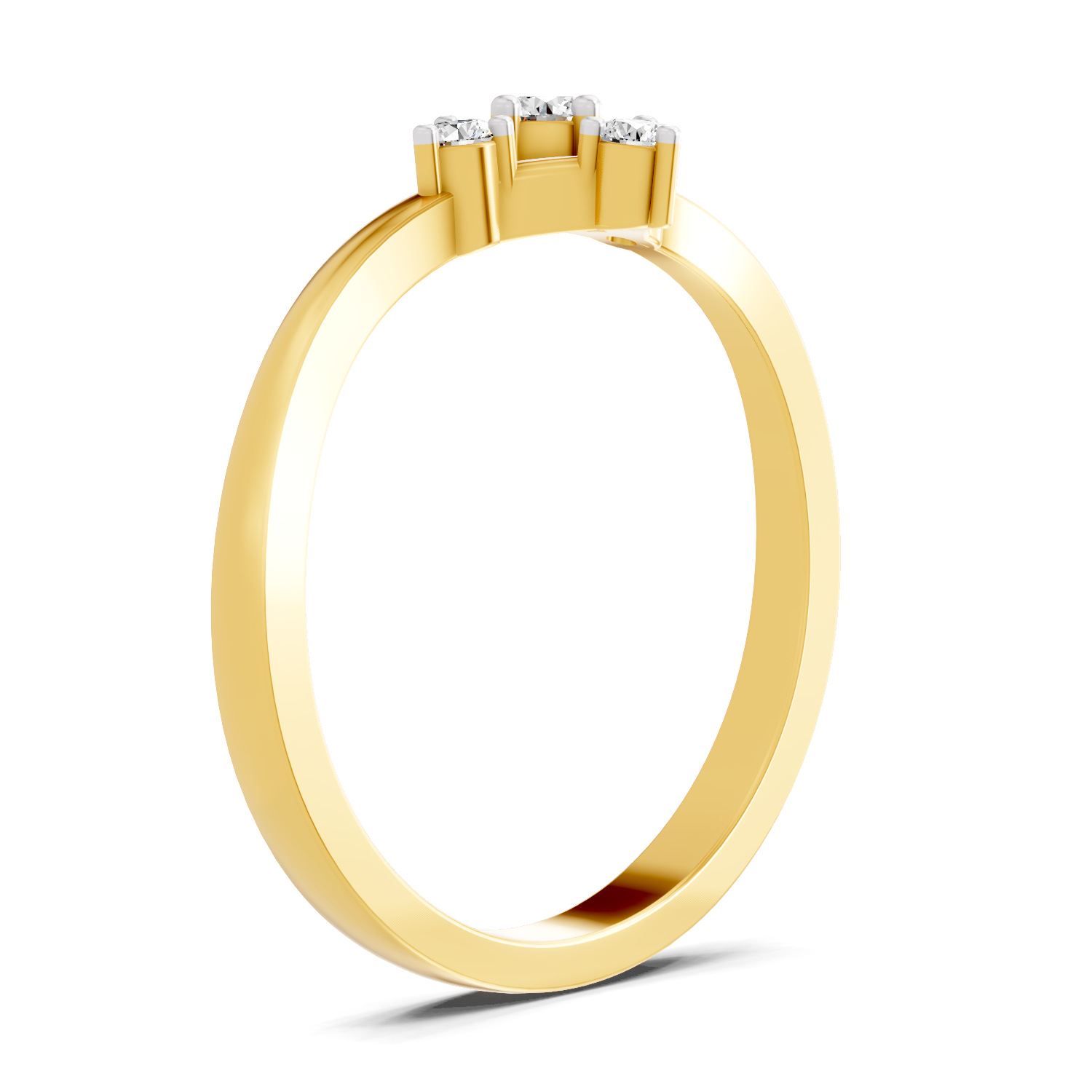 Lab Grown Diamond 0.15CT 925 Sterling Silver Gold Plated Round Shape Ring